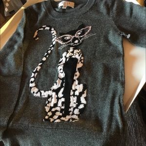 MILLY MINIS Cheetah Print Cat Jeweled Sweater girls size 4/5